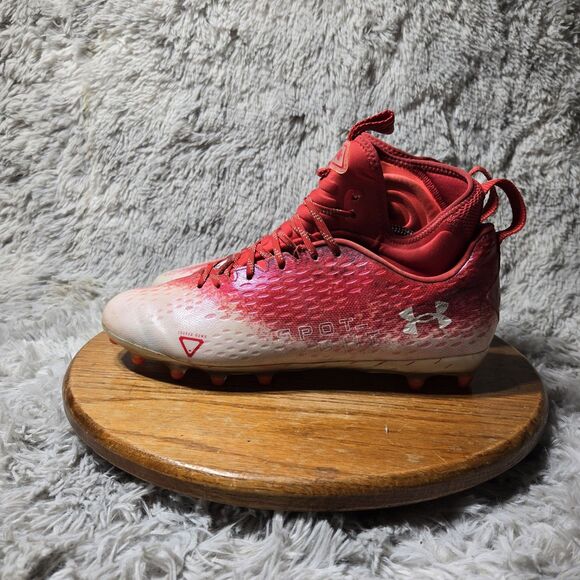 Under Armour Football Cleats Mens 11.5 Spotlight Lux MC 2.0 Red White Lace Ups - Picture 2 of 8